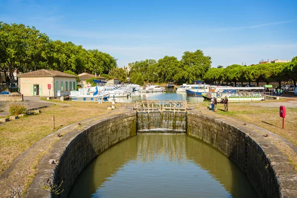 Carcassonne France August 2021 Lock Port Canal Midi Carcassonne — Fotografia de Stock