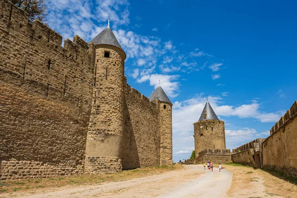 Carcassonne France August 2021 Les Lices Gap Carcassonne Walls Cite — Fotografia de Stock