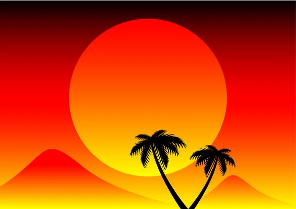 Yaz günbatımı için dağın arkasında