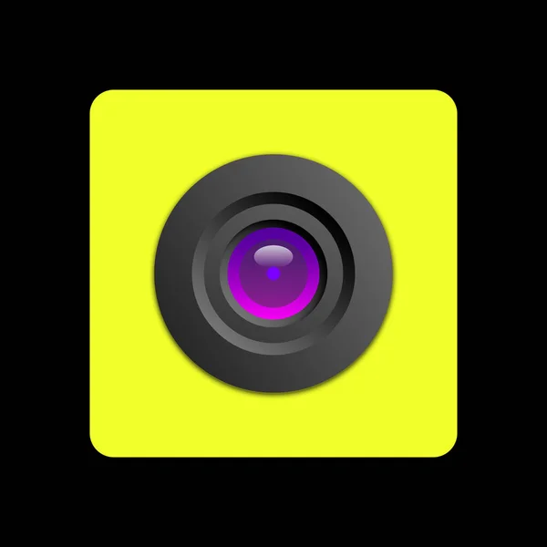 Απεικονίζεται Αντικείμενο Μορφή Κάμερας Φακό Κίτρινη Θήκη — Διανυσματικό Αρχείο