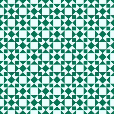 Geometrik kiremit deseni tekrarlanıyor. Kusursuz bir arka plan, Arapça mozaik süs. yeşil renk. Tekstil, palyaço, halı, warp, kitap kapağı, giysiler için mozaik dokusu.