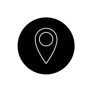 Konum sembolü. GPS konum sembolü. Düz tasarım biçimi.
