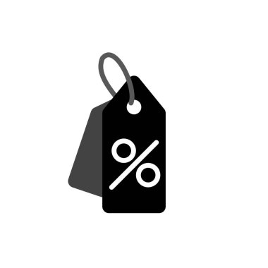 Düz stil indirimli etiket simgesi. İndirim etiketi. asma etiketi vektör illüstrasyonu.