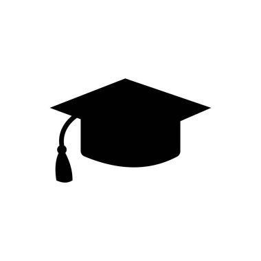 Eğitim şapkası vektör simgesi, web sitesi için modern tasarım tarzında mezuniyet sembolü.