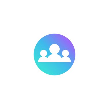 Bir grup insan ve basit modern kullanıcı simgesi. Grafik tasarımı, Web, UI, uygulama için vektör illüstrasyonu.