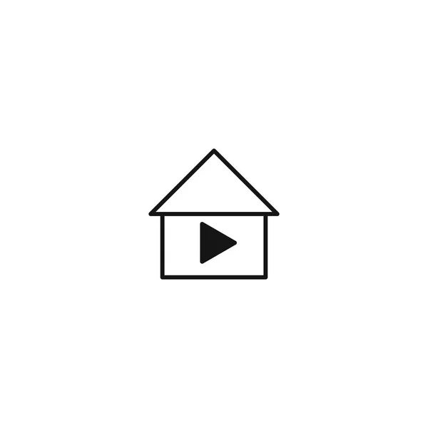 House ve Media Play Button. Grafik tasarımı, Web, UI, uygulama için vektör illüstrasyonu.