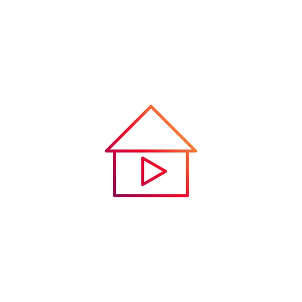 House Media Play Button 平面设计的矢量插图 Web App — 图库矢量图片