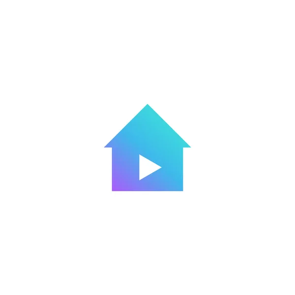 House ve Media Play Button. Grafik tasarımı, Web, UI, uygulama için vektör illüstrasyonu.