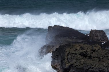 Dalgalar ve taşlar Gris Gris sahilde