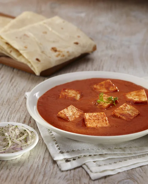 Paneer Makhani curry z rumali roti — Zdjęcie stockowe