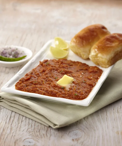 Pau Bhaji Hint baharatlı fast food — Stok fotoğraf