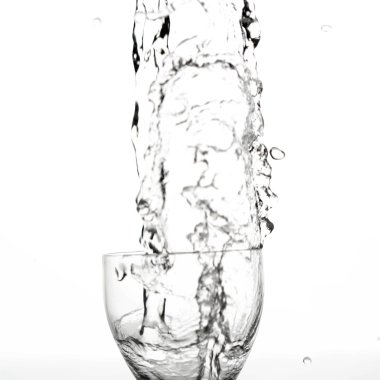 Su bardağa sıçrar.