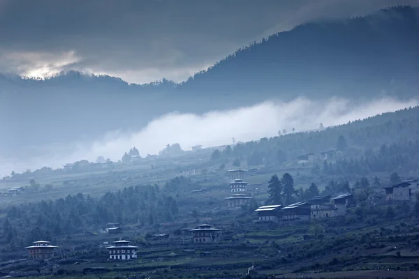 Una vista della Valle di Phobjikha, Bhutan, Circa maggio 2015 — Foto Stock