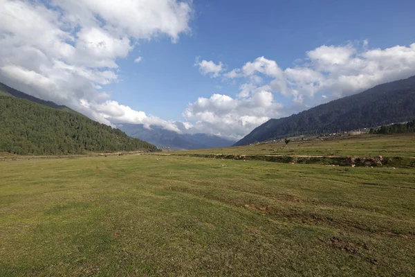 Blick auf das Tal der Phobjikha, Bhutan, ca. Mai 2015 — Stockfoto