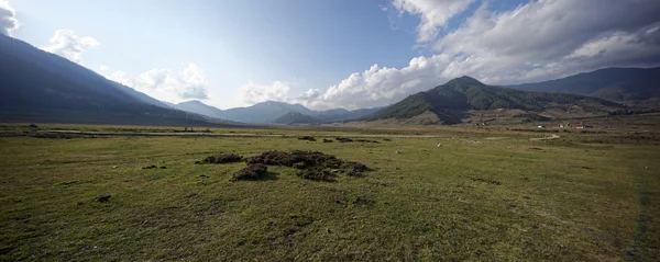 一个视图 Phobjikha 谷，不丹，大约在 2015 年 5 月 图库图片