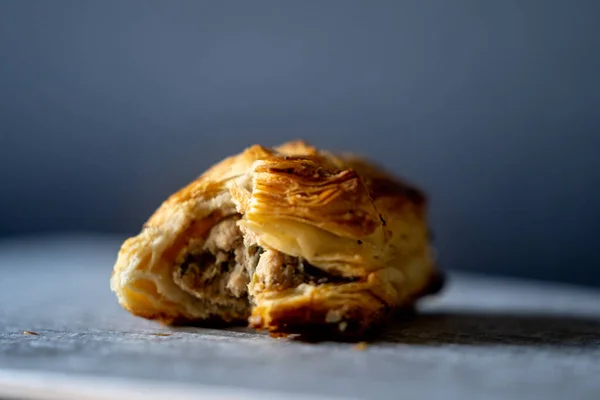 stock image Sausage Roll black background 