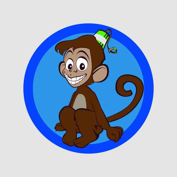 非常に陽気な猿がトラブルを期待します。 — ストックベクタ