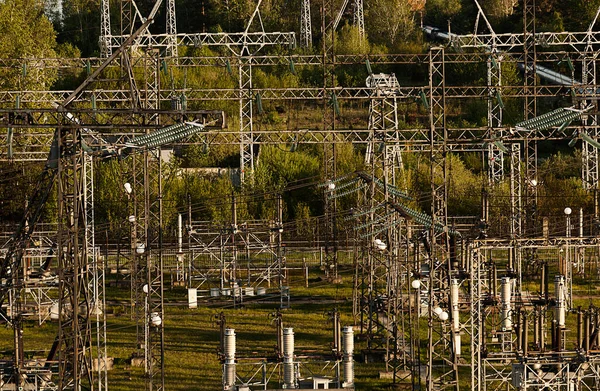 Electrical Substation Metal Structures Electrical Transmission Lines — Stockfoto