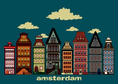renkli Amsterdam evleri kartı