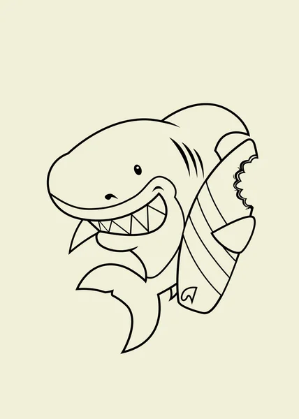 卡通冲浪者鲨鱼 — 图库矢量图片