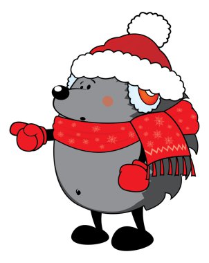 Sürpriz tatlı görünümlü kirpi Noel için giyinmiş