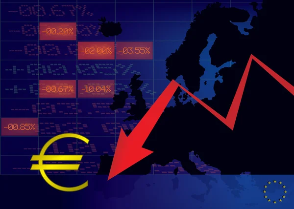 欧元汇率下降图 — 图库矢量图片