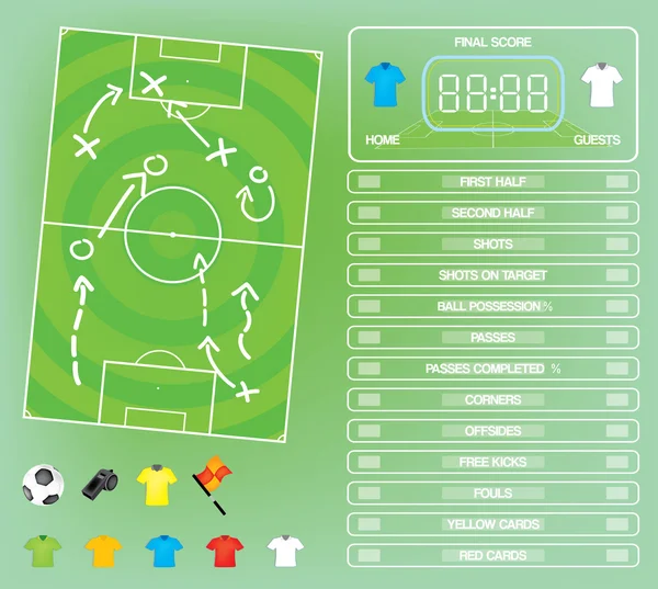 Football soccer game report illustration — Stock Vector