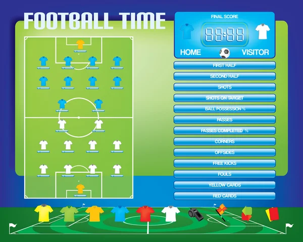 Rapporto sul gioco info grafiche per calcio calcio — Vettoriale Stock