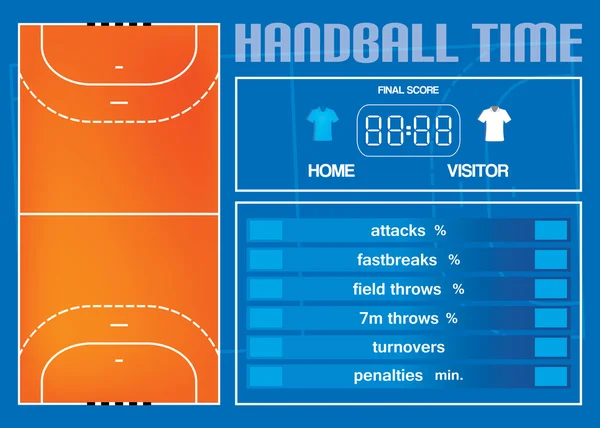 Гандбол-корт і графік статистики — стоковий вектор
