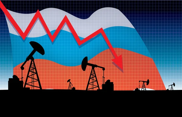 Illustration de la chute des prix du pétrole russe — Image vectorielle