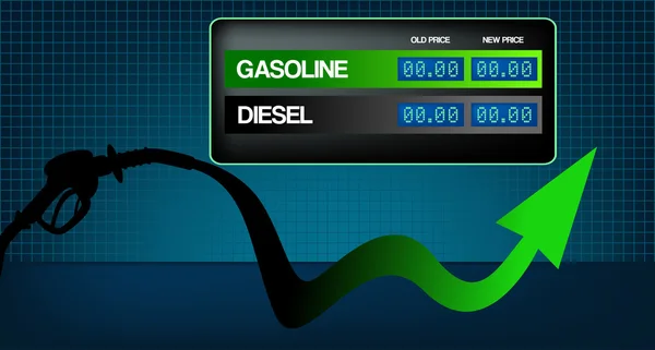 ディーゼルとガソリンの価格の成長図 — ストックベクタ