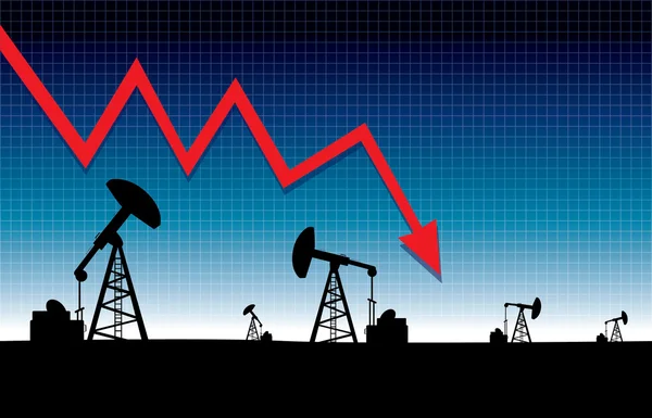 Ilustración gráfica caída de precio del petróleo — Vector de stock