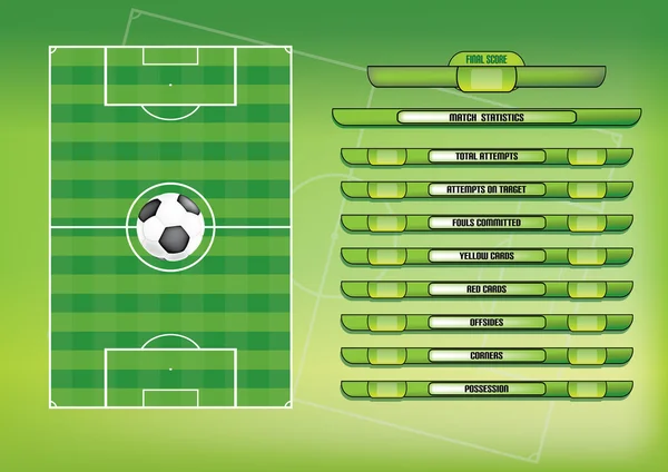 Relatório do jogo gráficos de informação para futebol — Vetor de Stock