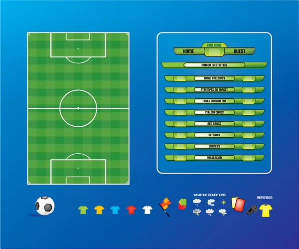 Informe del juego info graphics for football soccer — Vector de stock