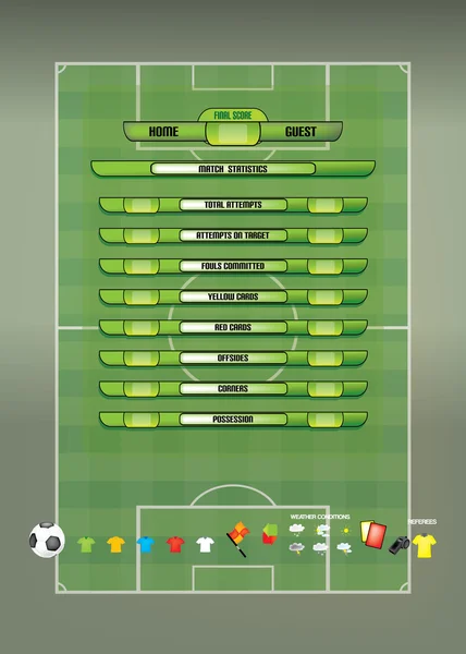 Spielbericht Info-Grafiken für Fußball — Stockvektor
