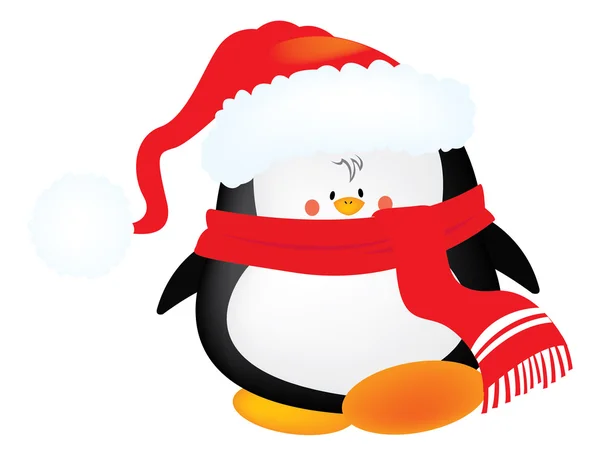 Mignon petit pingouin de Noël — Image vectorielle