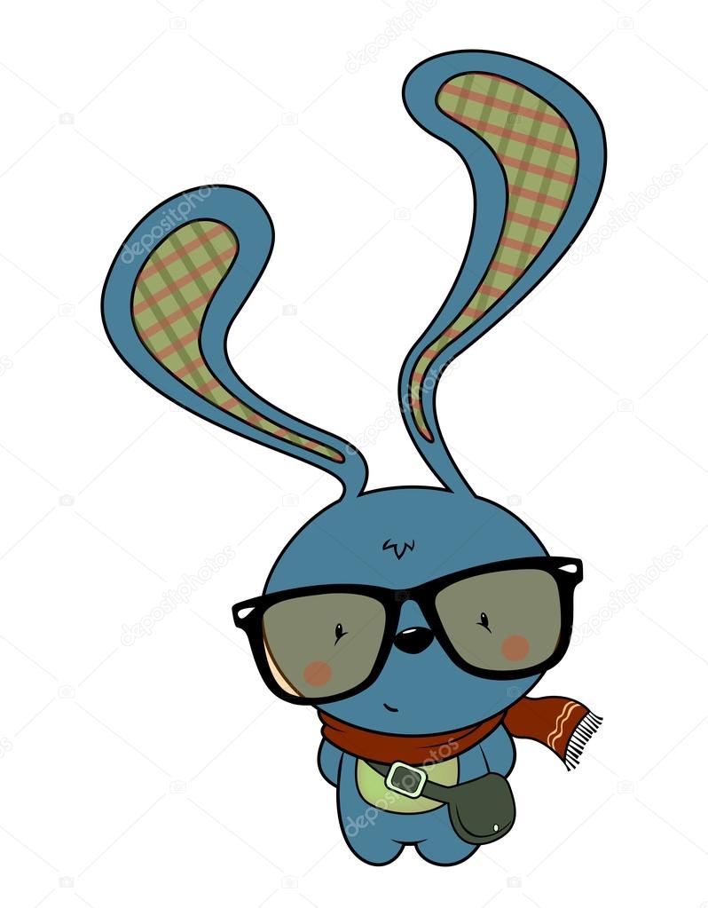 Cute looking hipster bunny