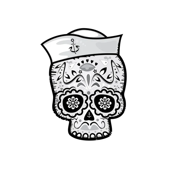 Mexican sailor sugar skull — Stock Vector