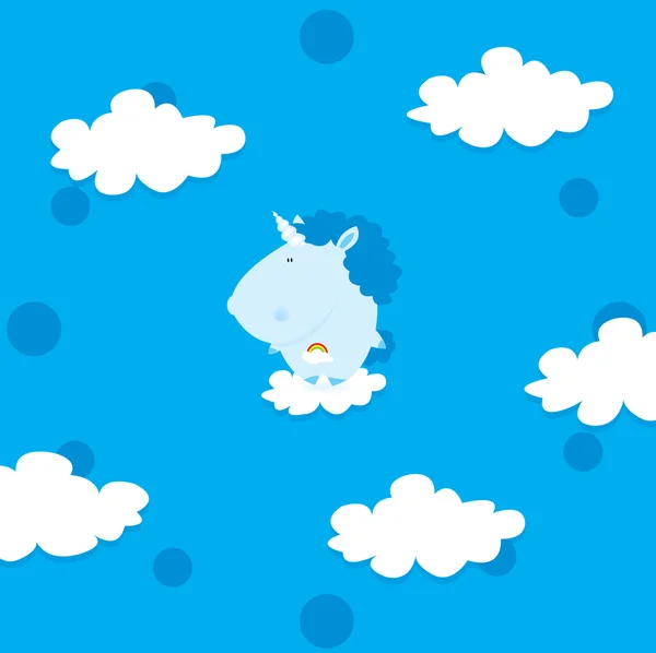 雲の上の赤ちゃんユニコーン — ストックベクタ