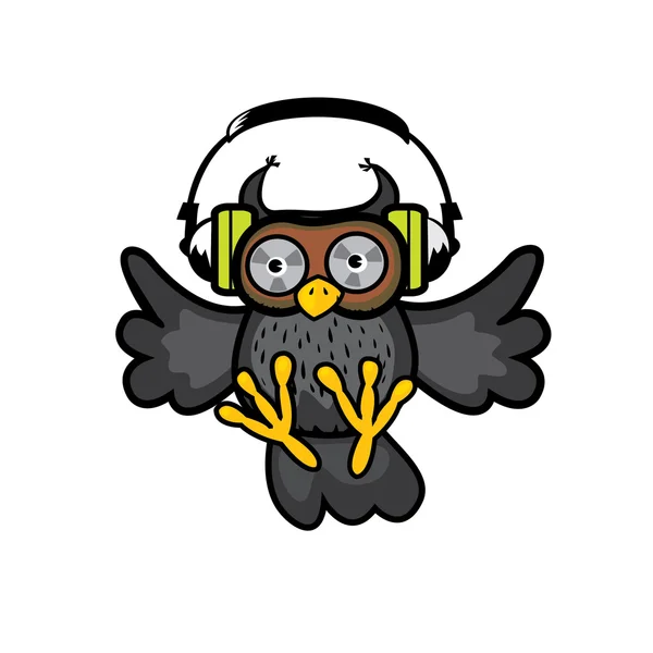 Owl wearing headphones — Stock Vector