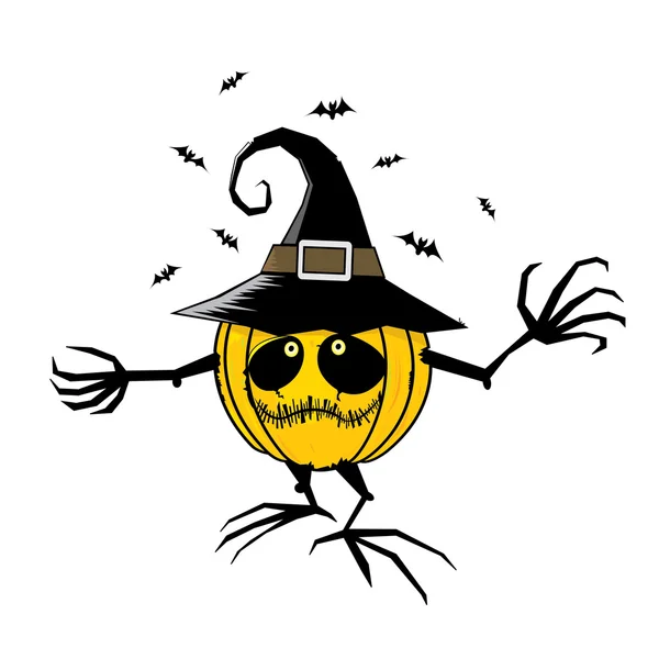 Calabaza de Halloween con sombrero — Vector de stock