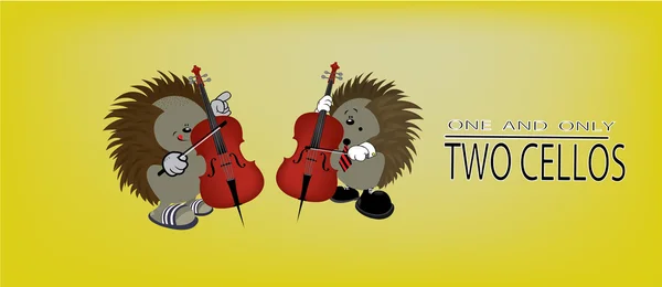 Two hedgehogs playing cello — Stock Vector