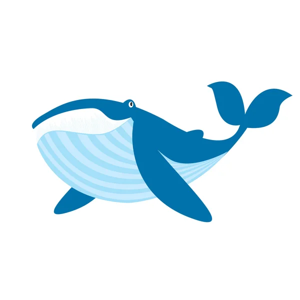 Blauwal auf Weiß — Stockvektor