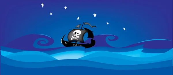 Piratenschiff auf dem Meer — Stockvektor