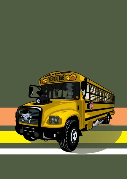 Méchant bus scolaire jaune . — Image vectorielle