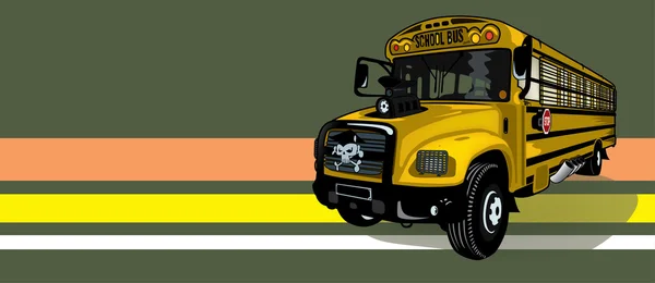 Плетеный желтый школьный автобус . — стоковый вектор