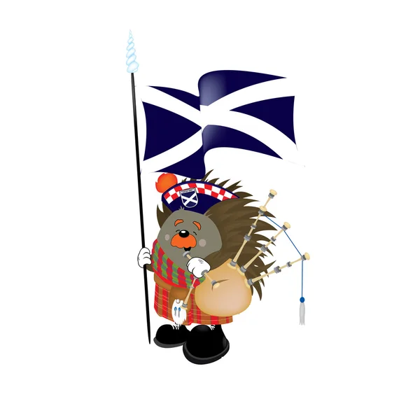 Erizo escocés con bandera — Vector de stock