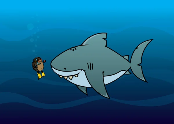 卡通刺猬和鲨鱼 — 图库矢量图片