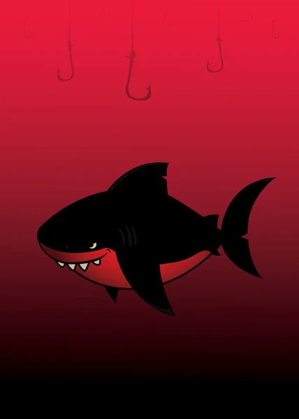 Cartoon Black shark — Stock Vector