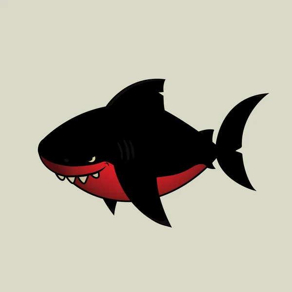 Tiburón negro de dibujos animados — Vector de stock